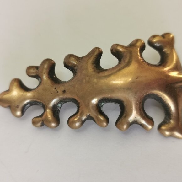 Vintage Kalevala Koru Bronze Oak Leaf Brooch Finland Nordic Scandinavian Jewelry - Picture 2 of 8